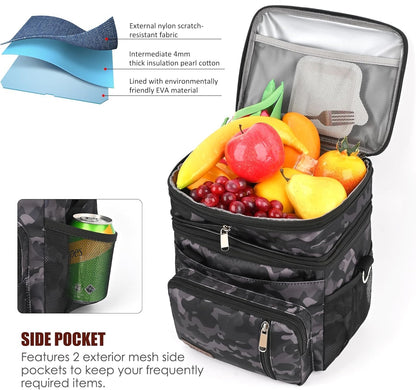 Lunch Bag & Lunch Box for Men Women, Double Deck & Leakproof