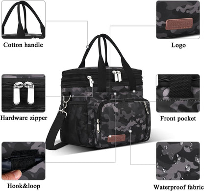 Lunch Bag & Lunch Box for Men Women, Double Deck & Leakproof