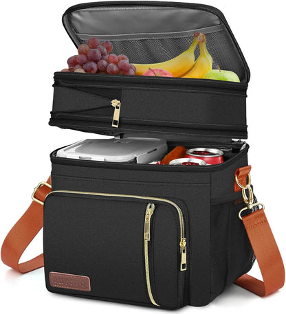 Lunch Bag & Lunch Box for Men Women, Double Deck & Leakproof