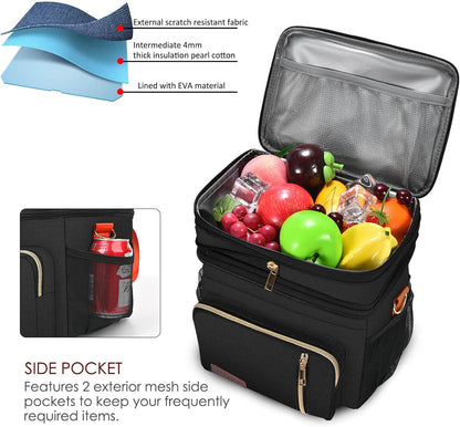 Lunch Bag & Lunch Box for Men Women, Double Deck & Leakproof
