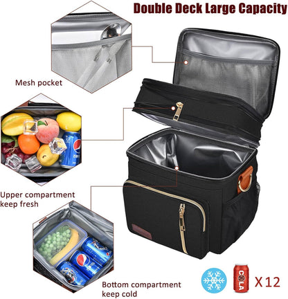Lunch Bag & Lunch Box for Men Women, Double Deck & Leakproof