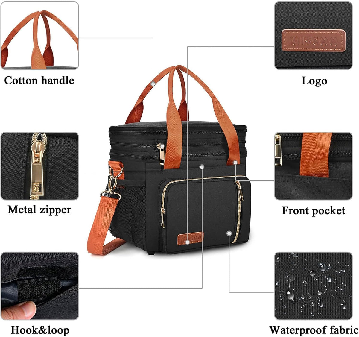 Lunch Bag & Lunch Box for Men Women, Double Deck & Leakproof