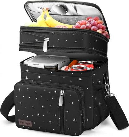 Lunch Bag & Lunch Box for Men Women, Double Deck & Leakproof