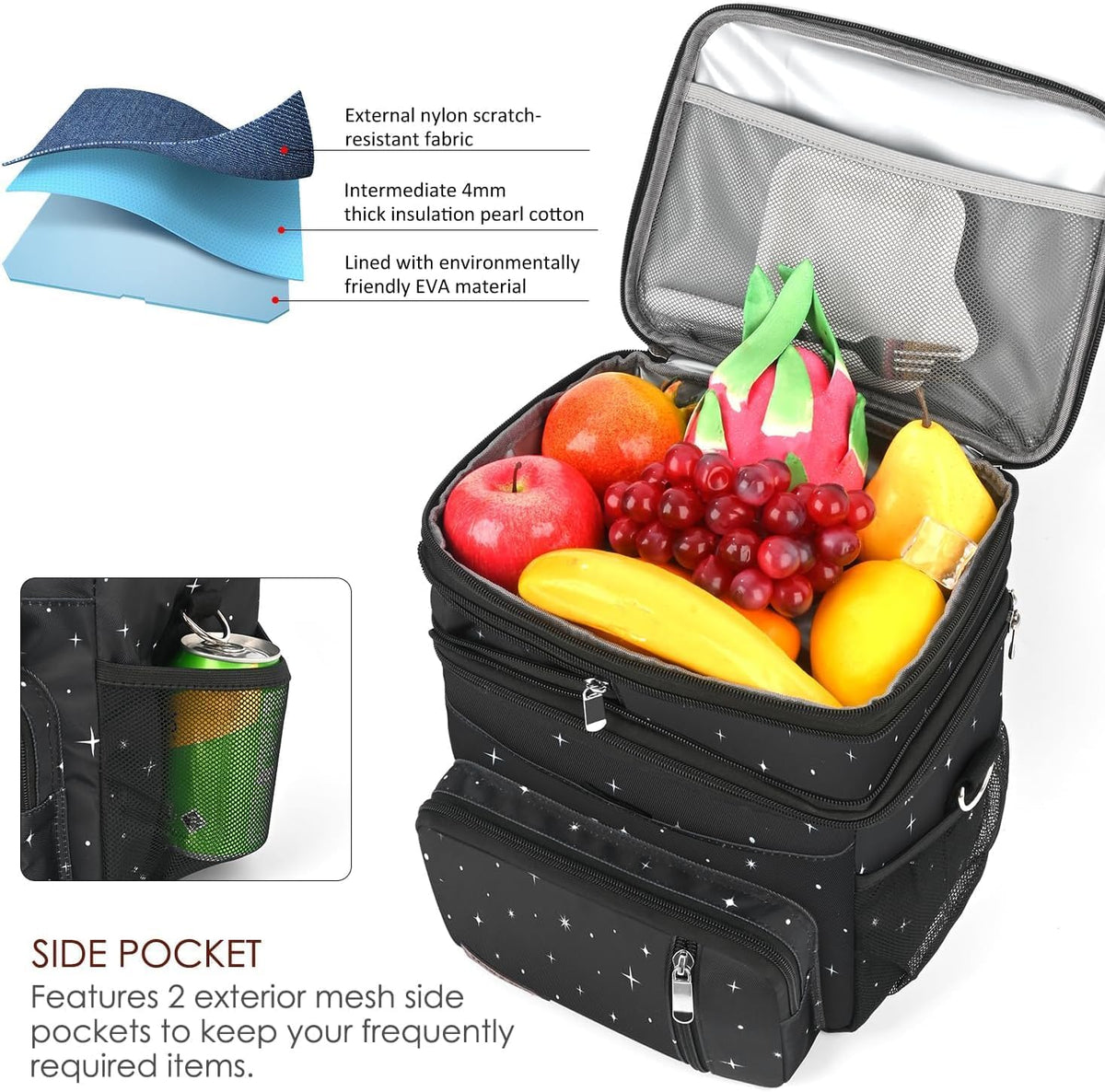 Lunch Bag & Lunch Box for Men Women, Double Deck & Leakproof