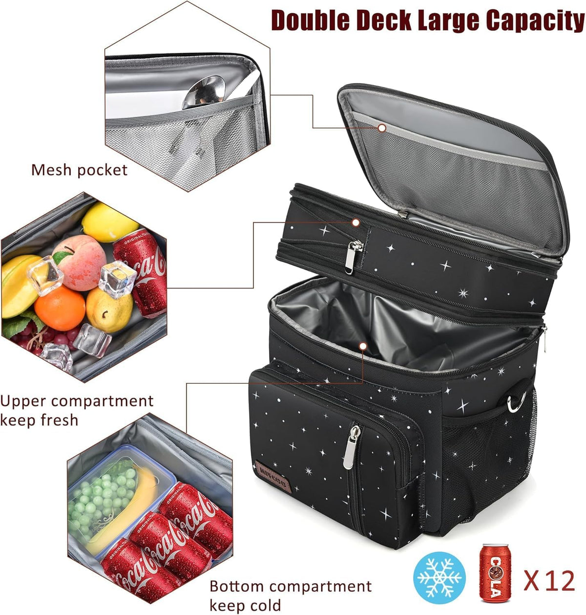Lunch Bag & Lunch Box for Men Women, Double Deck & Leakproof