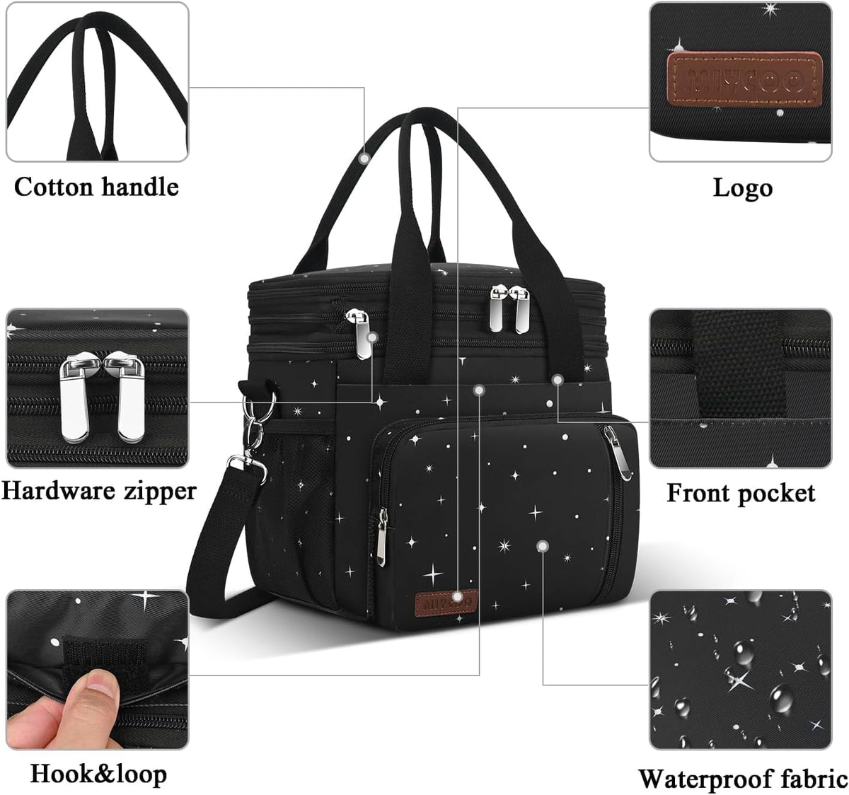 Lunch Bag & Lunch Box for Men Women, Double Deck & Leakproof