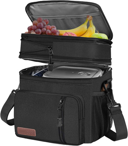 Lunch Bag & Lunch Box for Men Women, Double Deck & Leakproof