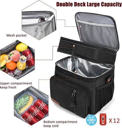 Lunch Bag & Lunch Box for Men Women, Double Deck & Leakproof
