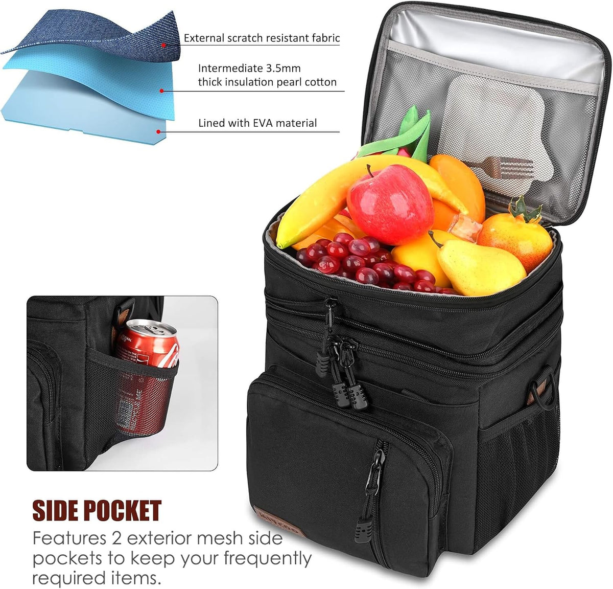 Lunch Bag & Lunch Box for Men Women, Double Deck & Leakproof
