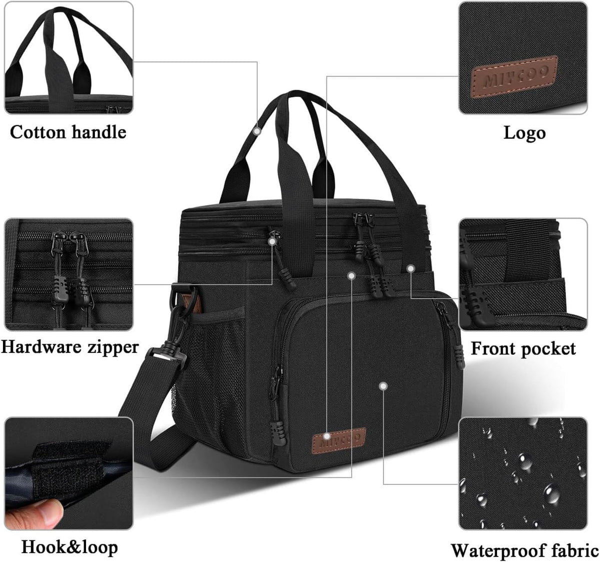Lunch Bag & Lunch Box for Men Women, Double Deck & Leakproof