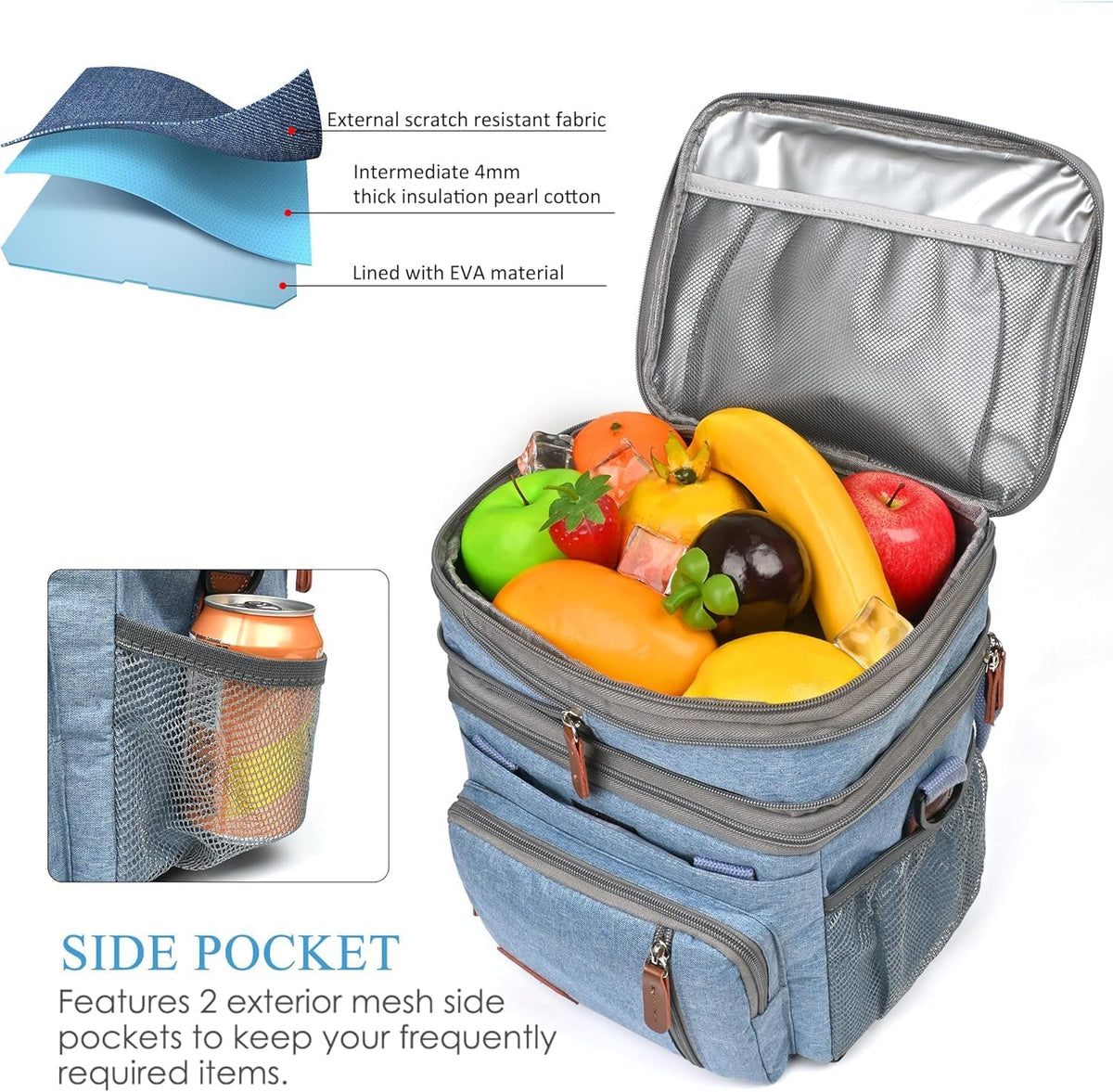 Lunch Bag & Lunch Box for Men Women, Double Deck & Leakproof
