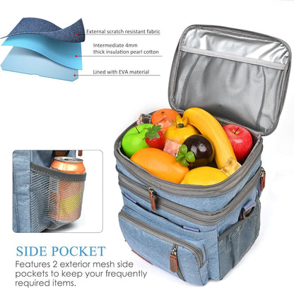 Lunch Bag & Lunch Box for Men Women, Double Deck & Leakproof