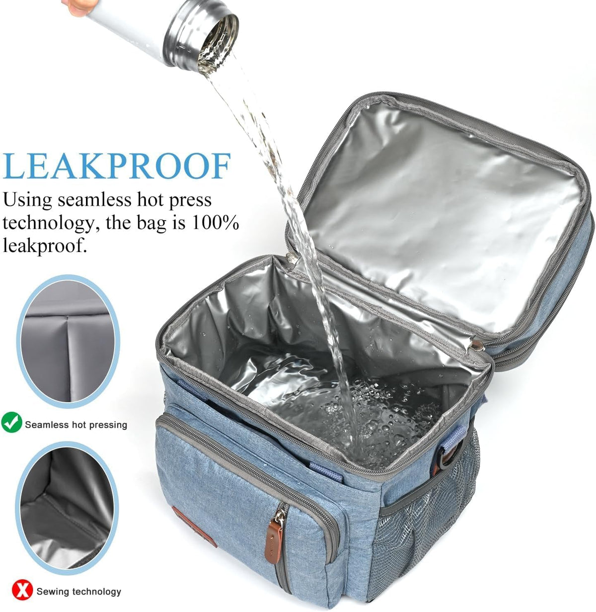 Lunch Bag & Lunch Box for Men Women, Double Deck & Leakproof