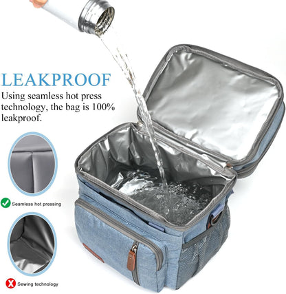 Lunch Bag & Lunch Box for Men Women, Double Deck & Leakproof