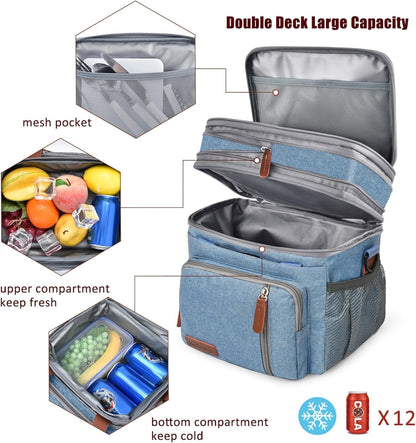 Lunch Bag & Lunch Box for Men Women, Double Deck & Leakproof