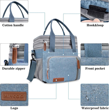 Lunch Bag & Lunch Box for Men Women, Double Deck & Leakproof