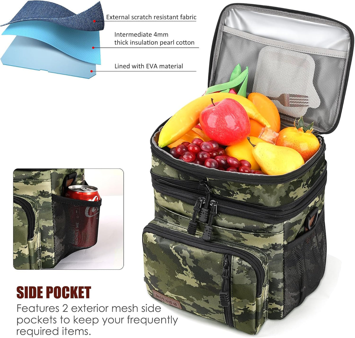 Lunch Bag & Lunch Box for Men Women, Double Deck & Leakproof