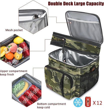 Lunch Bag & Lunch Box for Men Women, Double Deck & Leakproof