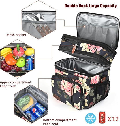 Lunch Bag & Lunch Box for Men Women, Double Deck & Leakproof