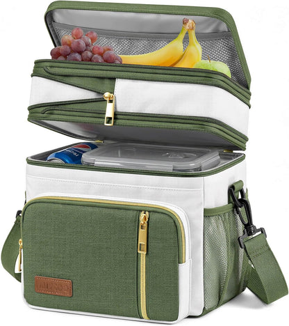 Lunch Bag & Lunch Box for Men Women, Double Deck & Leakproof