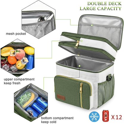 Lunch Bag & Lunch Box for Men Women, Double Deck & Leakproof