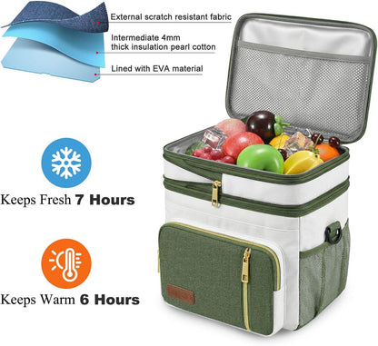 Lunch Bag & Lunch Box for Men Women, Double Deck & Leakproof