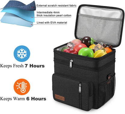 Lunch Bag & Lunch Box for Men Women, Double Deck & Leakproof