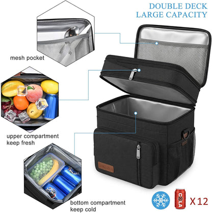 Lunch Bag & Lunch Box for Men Women, Double Deck & Leakproof