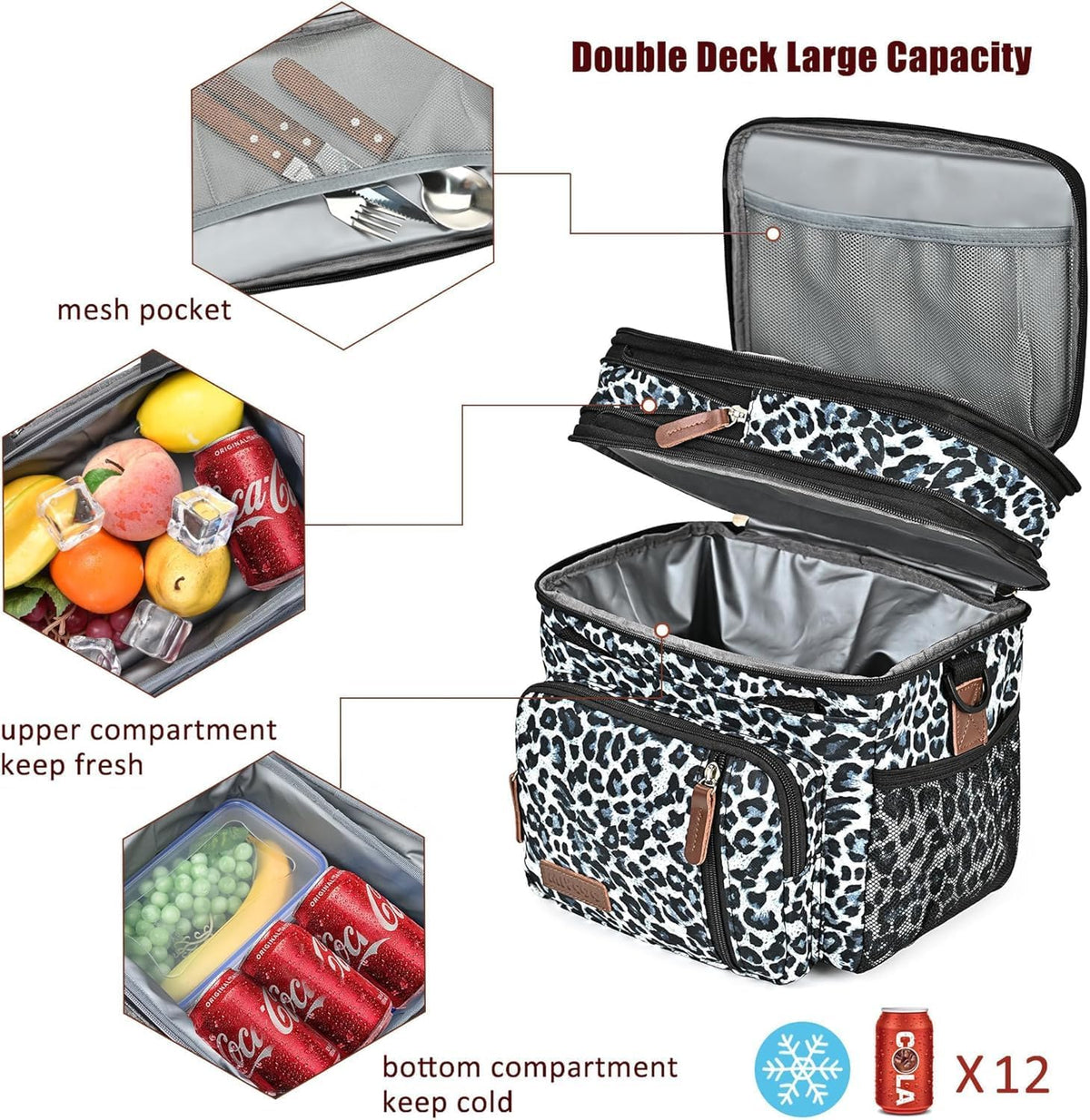 Lunch Bag & Lunch Box for Men Women, Double Deck & Leakproof