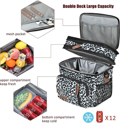 Lunch Bag & Lunch Box for Men Women, Double Deck & Leakproof