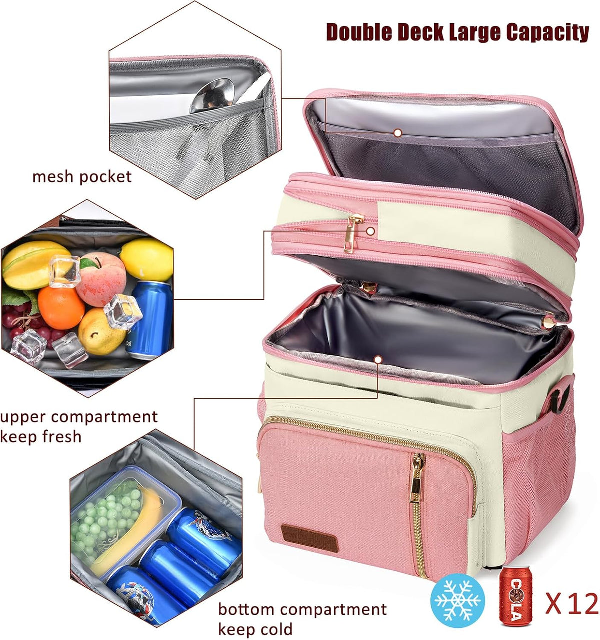 Lunch Bag & Lunch Box for Men Women, Double Deck & Leakproof