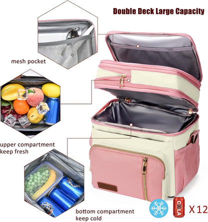 Lunch Bag & Lunch Box for Men Women, Double Deck & Leakproof