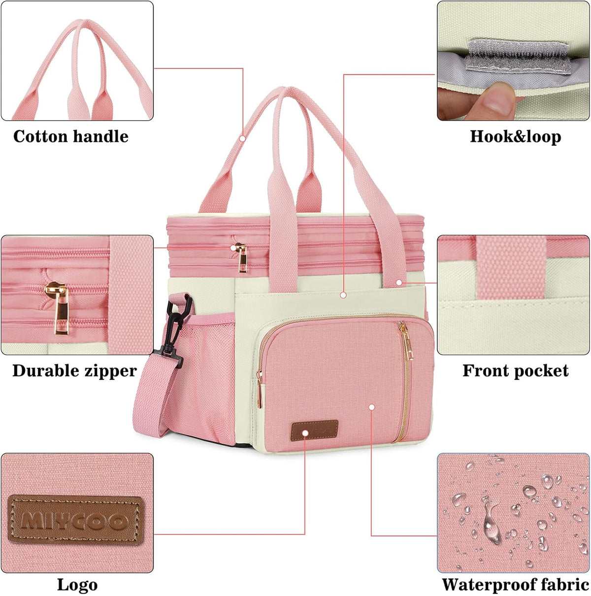 Lunch Bag & Lunch Box for Men Women, Double Deck & Leakproof