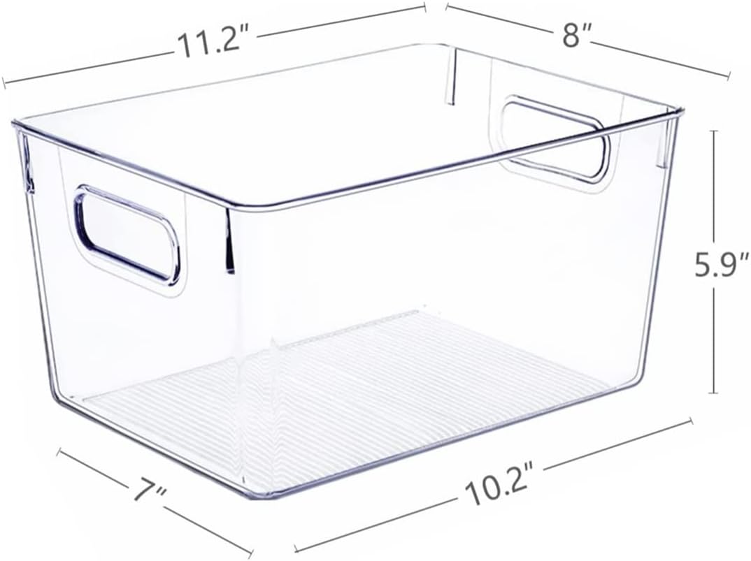 Set of 8 Clear Plastic Storage Bins, 4 Large and 4 Small Stackable Storage Containers for Pantry Organization and Kitchen Storage Bins,Home Edit and Cabinet Organizers