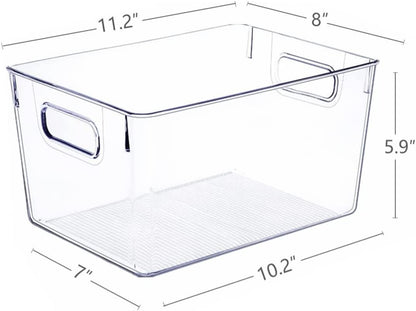 Set of 8 Clear Plastic Storage Bins, 4 Large and 4 Small Stackable Storage Containers for Pantry Organization and Kitchen Storage Bins,Home Edit and Cabinet Organizers