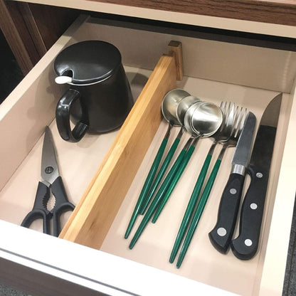 VaeFae Adjustable Bamboo Drawer Dividers, Expandable Drawer Organizer for Kitchen Utensils, Clothes, Bathroom, Office – Fits Drawer Interiors 16.6" to 21.8"