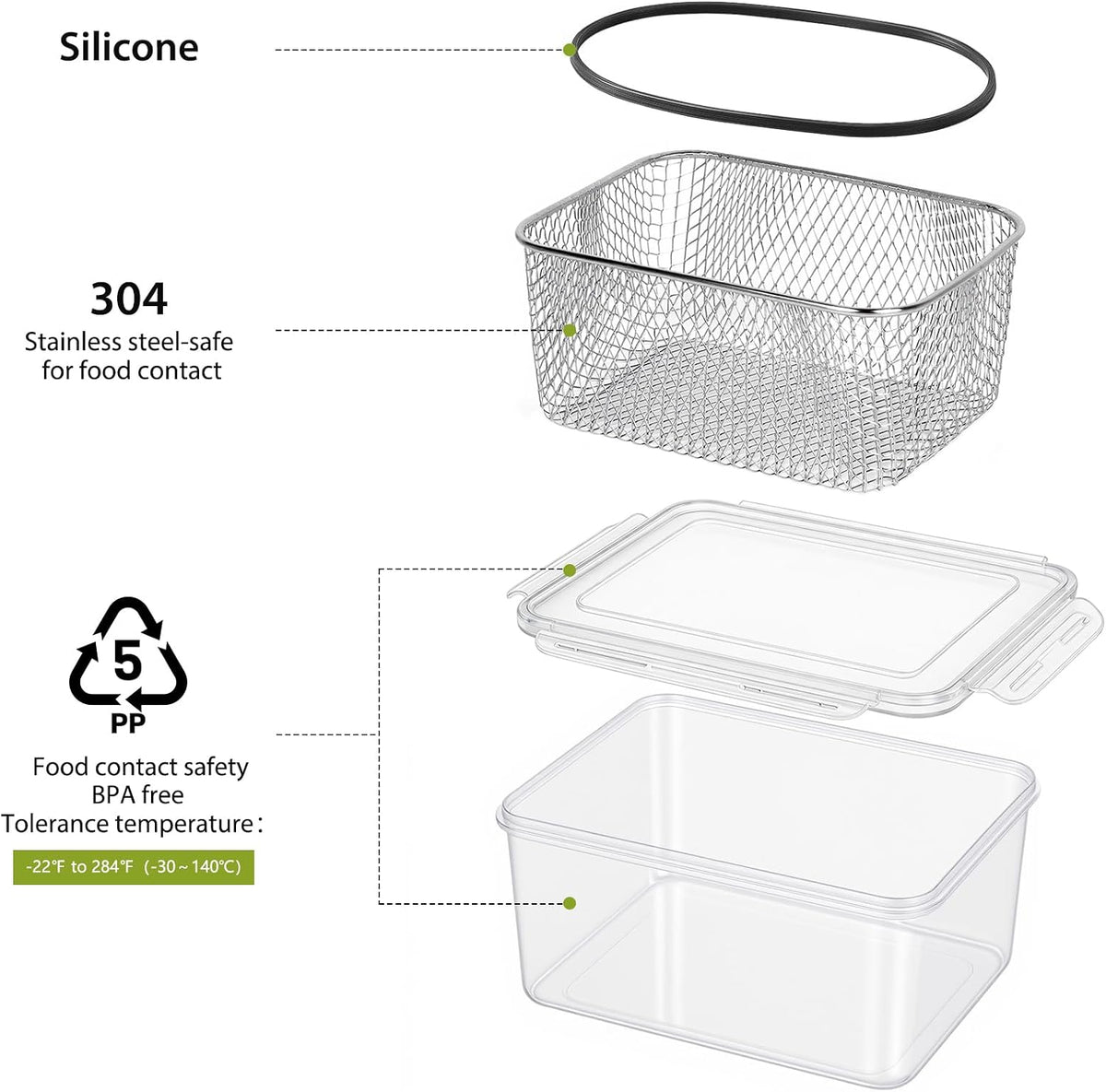 5 PCS Large Fruit storage Containers for Fridge ,Food Storage Containers | with Removable Colander Leakproof Dishwasher & Microwave safe Produce Containers Keep Fruits Vegetables Berry Fresh longer