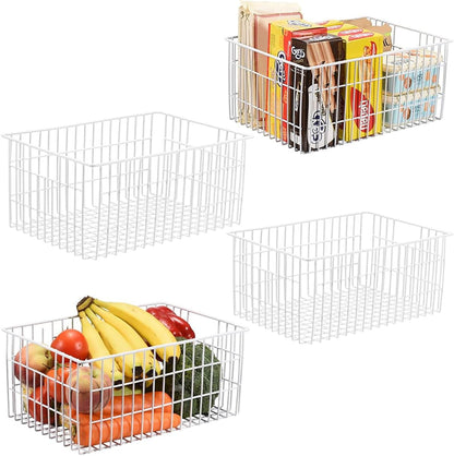 Freezer Organizer Bins, Upright Freezer Basket Drawer Organizer Bins, Better Air Circulation Metal Wire Storage Container Bin For Chest Deep Freezers, Easy Sort & Get Food, 2 Large 2 Medium