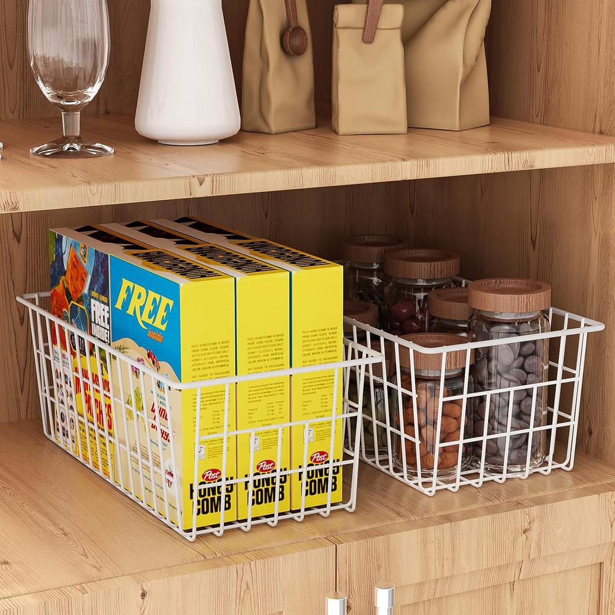 Freezer Organizer Bins, Upright Freezer Basket Drawer Organizer Bins, Better Air Circulation Metal Wire Storage Container Bin For Chest Deep Freezers, Easy Sort & Get Food, 2 Large 2 Medium