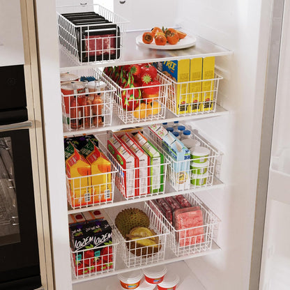 Freezer Organizer Bins, Upright Freezer Basket Drawer Organizer Bins, Better Air Circulation Metal Wire Storage Container Bin For Chest Deep Freezers, Easy Sort & Get Food, 2 Large 2 Medium