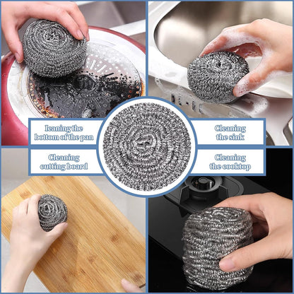 Stainless Steel Scrubber Scrubbing Scouring Pad Sponges Clean Pot Pan and Steel Wool for Kitchen Bathroom