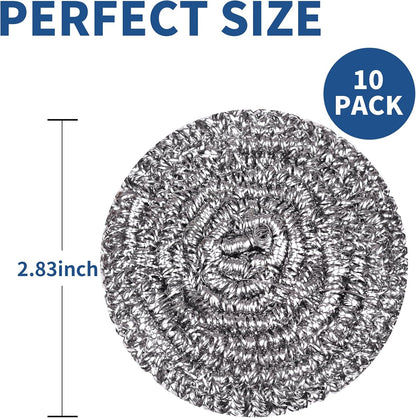 Stainless Steel Scrubber Scrubbing Scouring Pad Sponges Clean Pot Pan and Steel Wool for Kitchen Bathroom