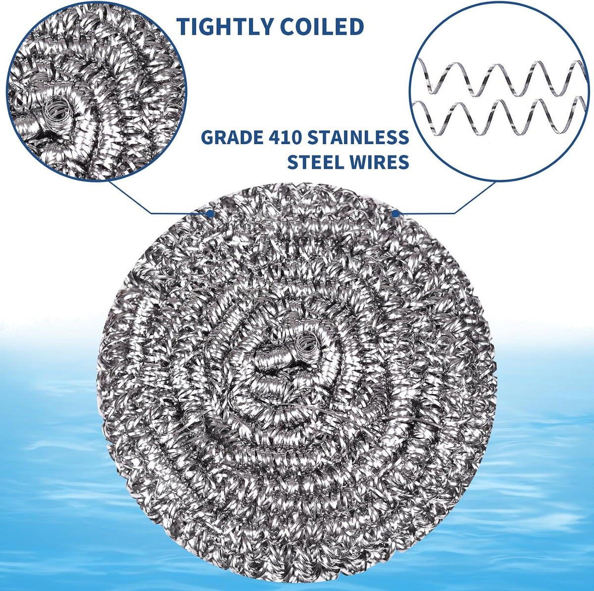 Stainless Steel Scrubber Scrubbing Scouring Pad Sponges Clean Pot Pan and Steel Wool for Kitchen Bathroom