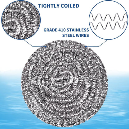 Stainless Steel Scrubber Scrubbing Scouring Pad Sponges Clean Pot Pan and Steel Wool for Kitchen Bathroom