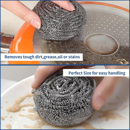 Stainless Steel Scrubber Scrubbing Scouring Pad Sponges Clean Pot Pan and Steel Wool for Kitchen Bathroom