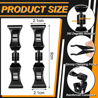 100 Pcs Double Sided Sign Clips Sign Display Mini Clip Clear Adjustable Rotatable Merchandise Clip-on Holder Swivel Plastic Price Tag Clamp Holder Stand for Label Clothing Cards Retail