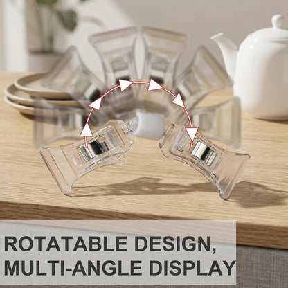100 Pcs Double Sided Sign Clips Sign Display Mini Clip Clear Adjustable Rotatable Merchandise Clip-on Holder Swivel Plastic Price Tag Clamp Holder Stand for Label Clothing Cards Retail