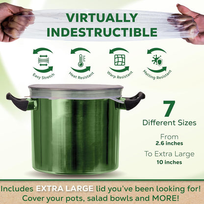 Reusable Silicone Lids (Variety Pack) – Upgrade Your Kitchen Gadgets with Our Covers for Food Storage – Reusable Silicone Stretch Lids and Food Covers for Containers (Pack of 7)