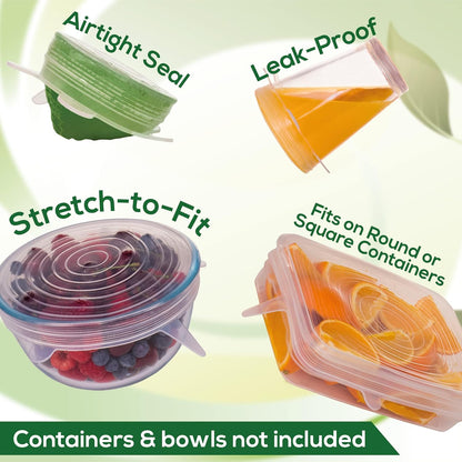 Reusable Silicone Lids (Variety Pack) – Upgrade Your Kitchen Gadgets with Our Covers for Food Storage – Reusable Silicone Stretch Lids and Food Covers for Containers (Pack of 7)