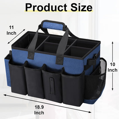 Wearable Large Cleaning Caddy Bag for Housekeeper, Clean Supply Organizer with Adjustable Shoulder, Waist & Handle Straps, Detailing Bag for Kitchen Supplies (Black)
